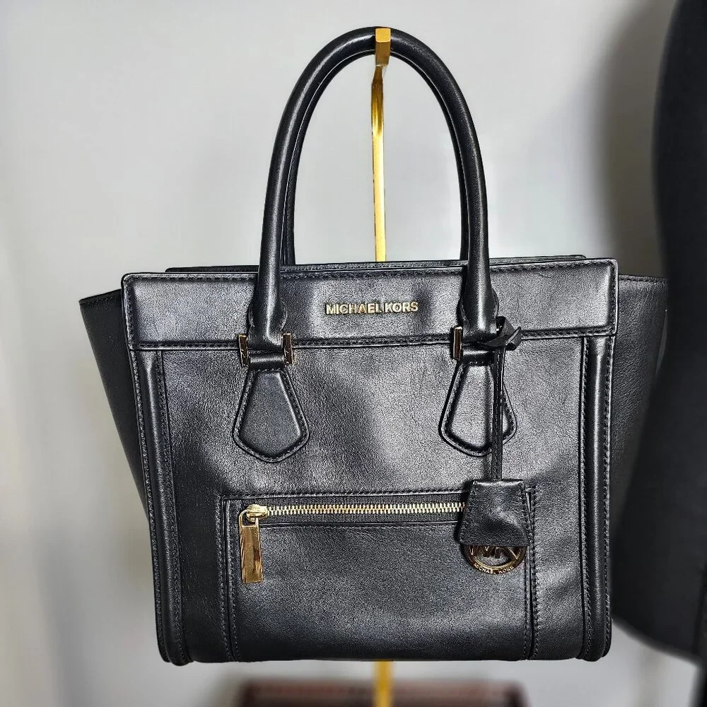 Michael Kors Collette Leather Satchel with Gold-Tone Hardware & Crossbody Strap - Picture 2 of 9